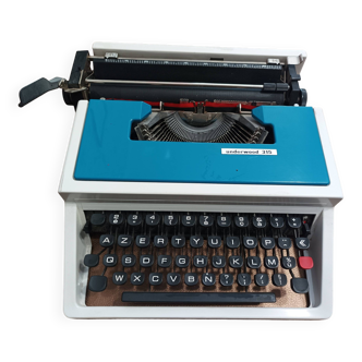 Machine à écrire vintage Underwood 315 bleue