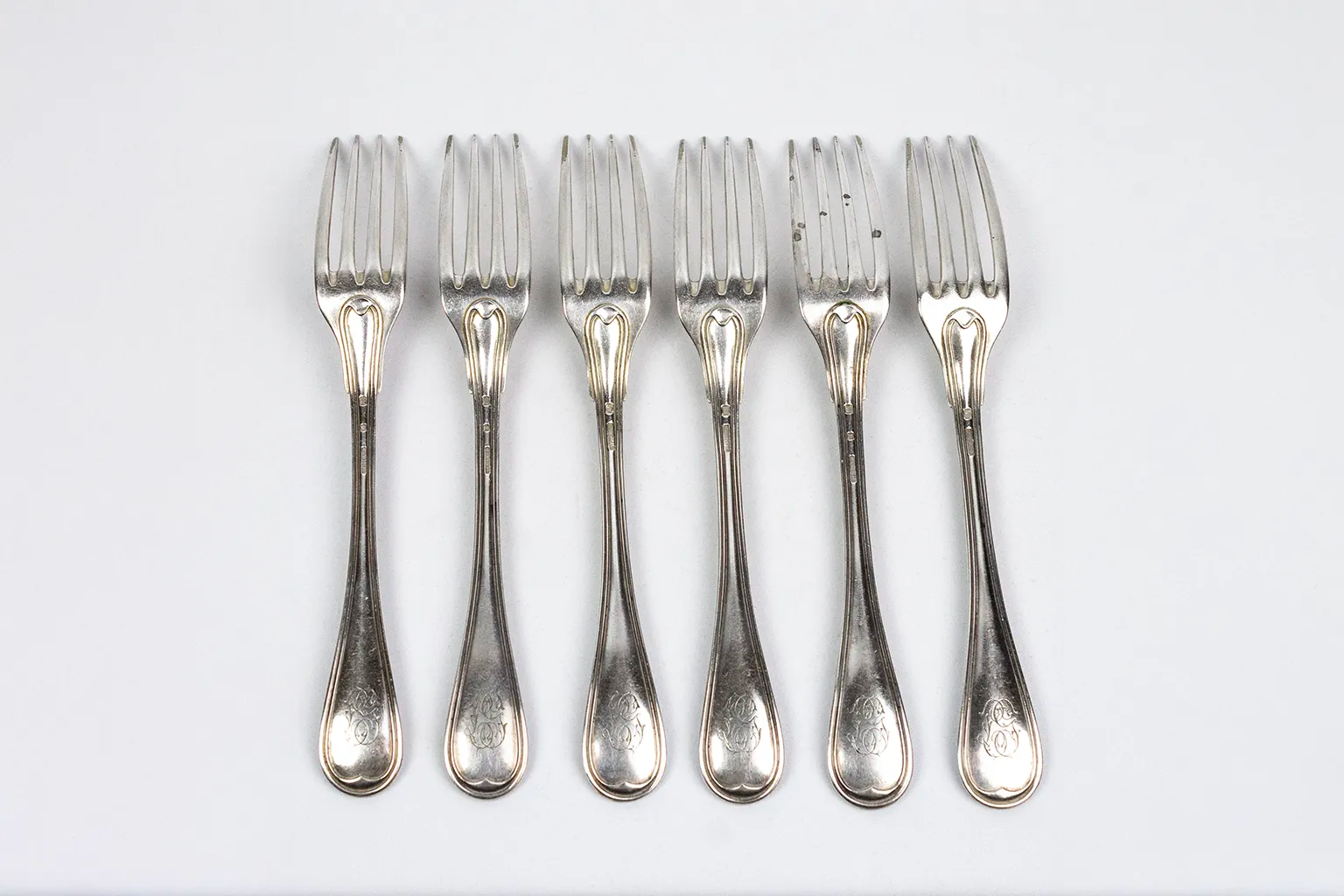 12 Christofle table settings monogrammed LG - CC hallmark - Late 19th century
