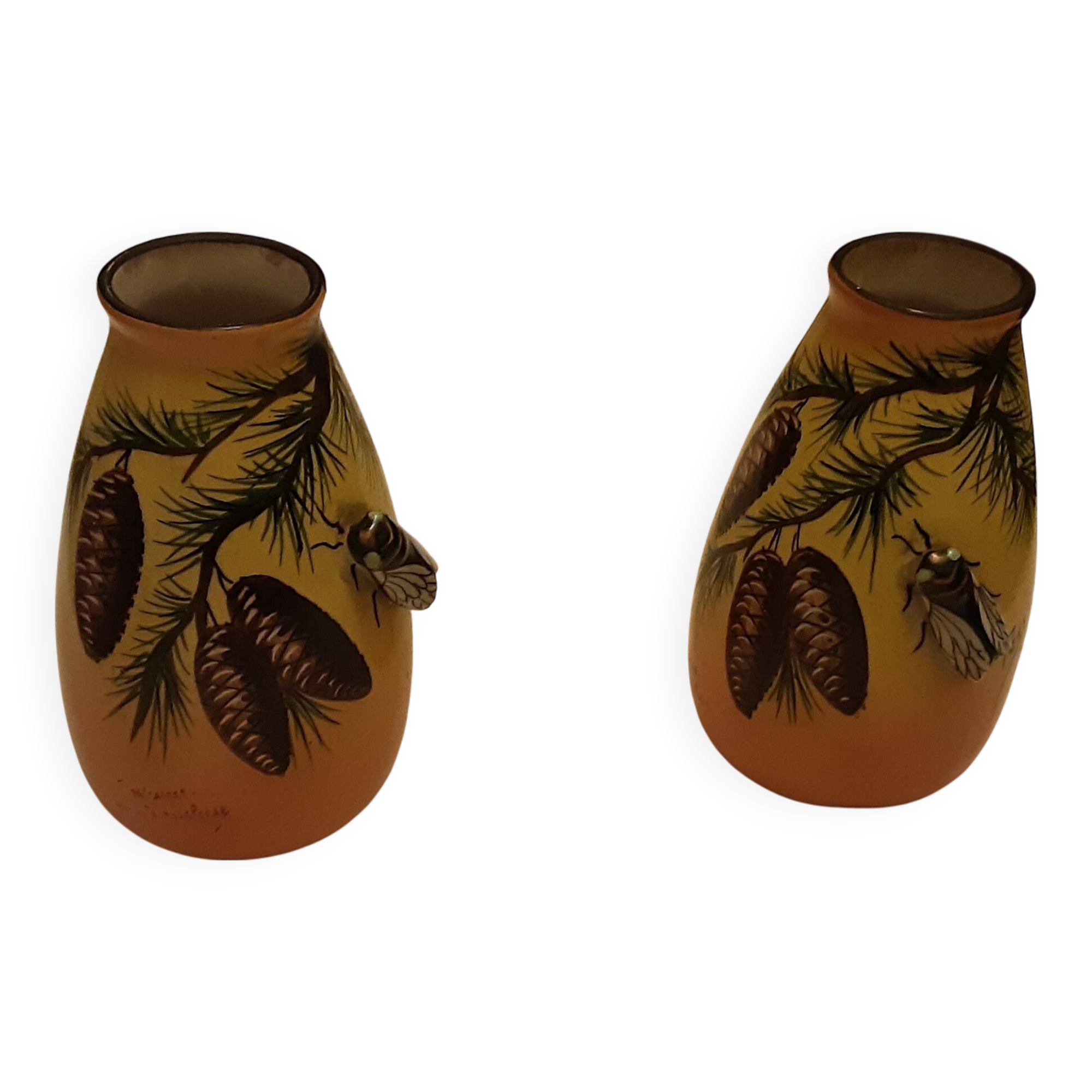 2 Vallauris ceramic vases signed Tess