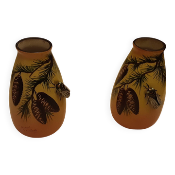 2 Vallauris ceramic vases signed Tess