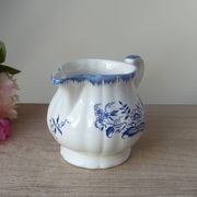 Old Milk Jug, Creamer, Pourer, Sarraguemines Lancaster Blue Flower Decor Vintage