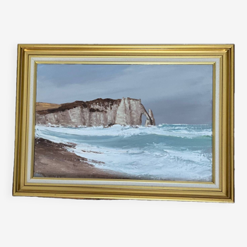 Painting: oil on canvas the cliffs of Etretat