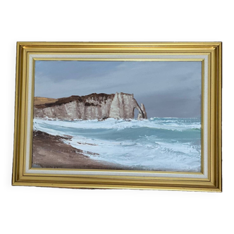 Tableau : huile sur toile les falaises d’Etretat