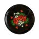 Vintage round tray in enamelled sheet metal - hand-painted floral decoration