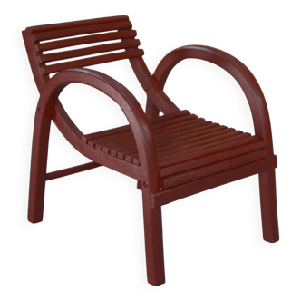 Chaise pour enfant en bois courbé rouge théâtre BAUMANN 1930's