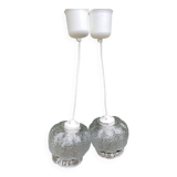 Double suspensions mathias ref SU004 en verre transparent forme de corolle en relief