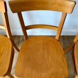 set of 4 Thonet bistro chairs in curved wood honey Mid-Century 50s