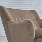 1970s, Danish 2 seater sofa, original condition, green furniture velour.