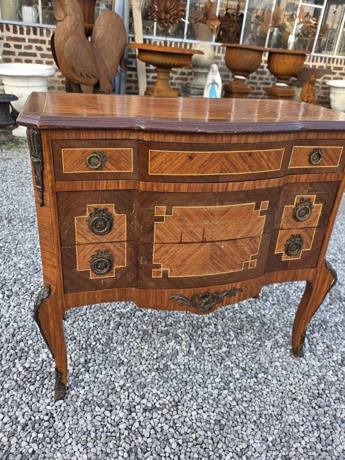 Commode transition in marquetry, Louis XV style, early 20th century.