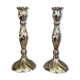 Twisted candlesticks in silver brass early twentieth century