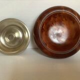 Metal elm burl wood ashtray