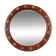 French round wooden mirror with elegant blue and white glass decoration, 19