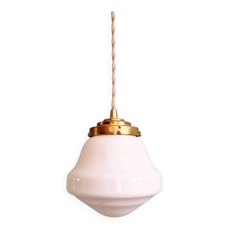 Suspension Art Déco en opaline blanche, années 1920-30