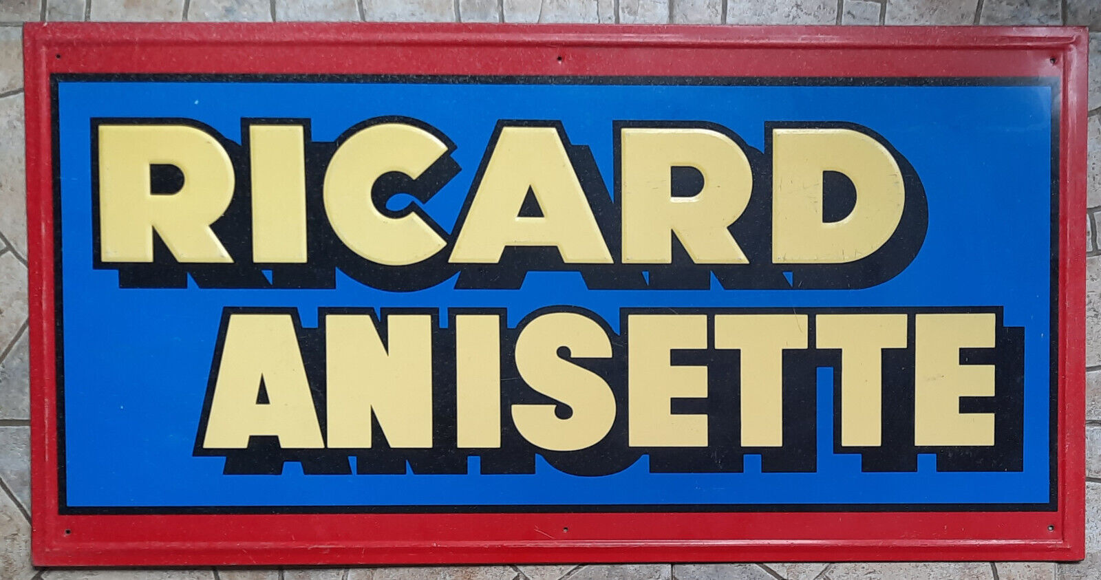 Old large sheet metal plate "Ricard anisette" 48x95cm 60's
