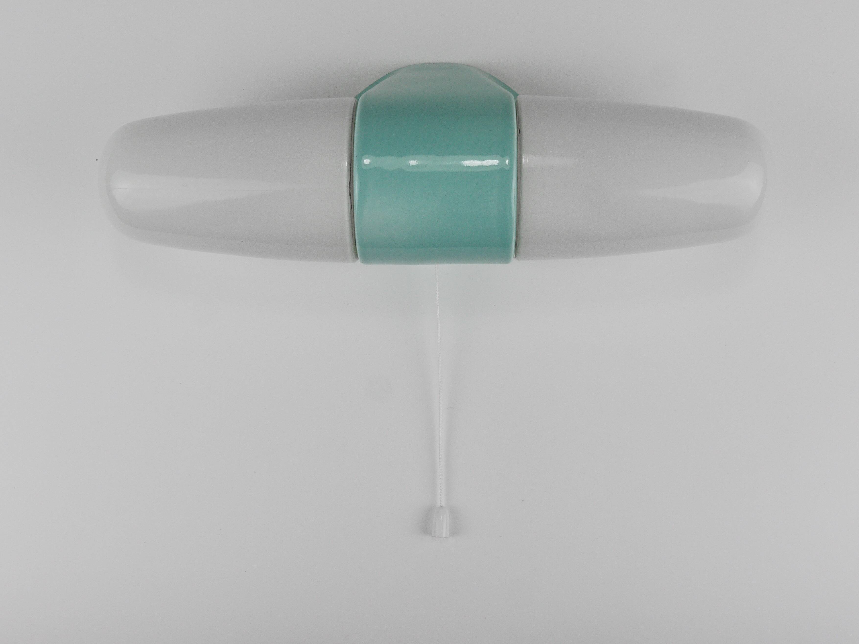Wilhelm Wagenfeld Bauhaus Turquoise Double Sconce Wall Light, Germany, 1950