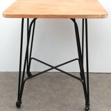 Wood and metal dessert trolley on wheels, vintage Eiffel leg, made in France 1960.