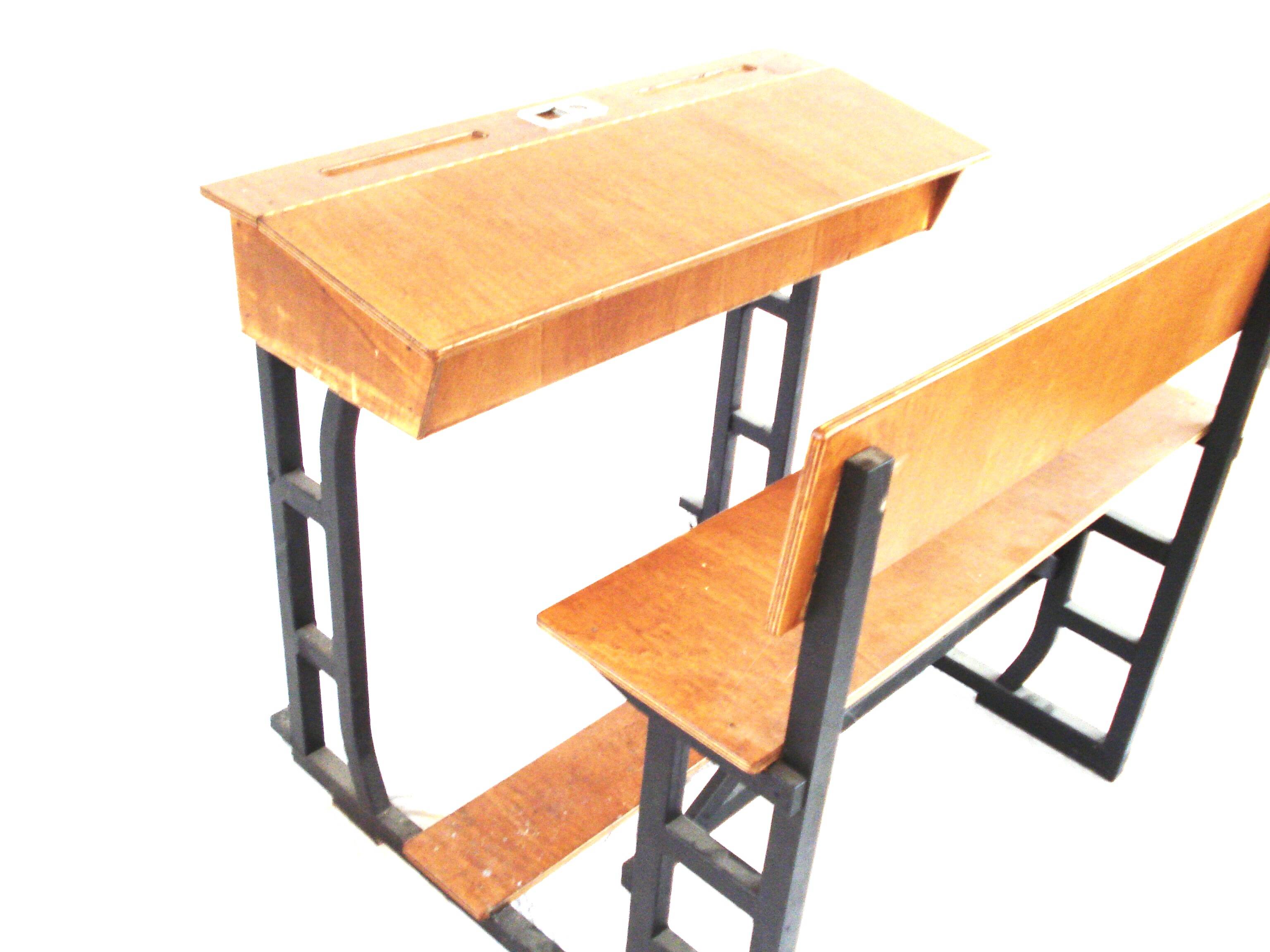 Large wooden school desk on wheels with desk flap, great for catering or the office