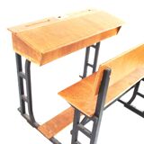 Large wooden school desk on wheels with desk flap, great for catering or the office