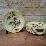 Set of 8 small fruit slip plates Orchies Moulin des Loups