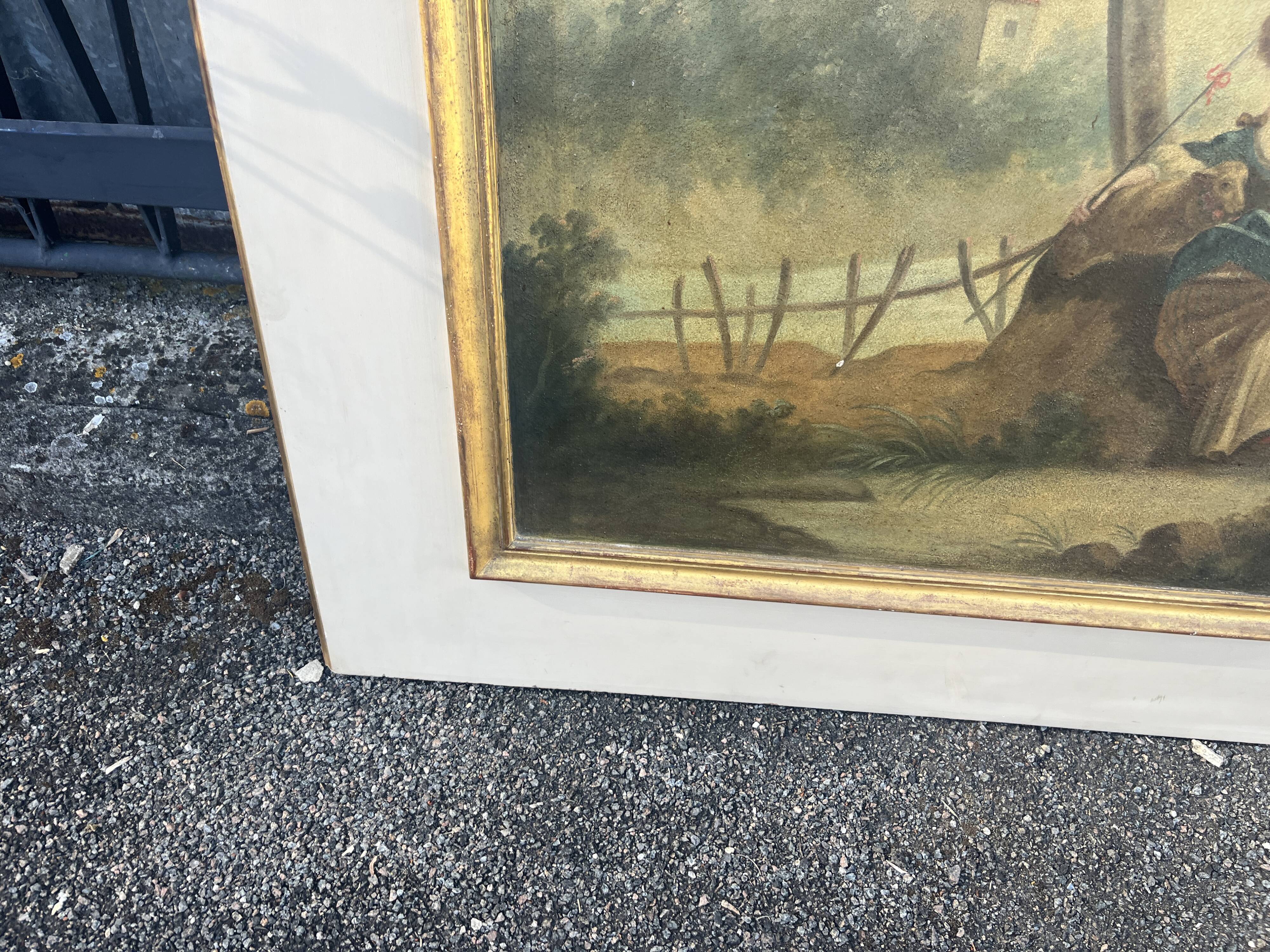 Antique Fireplace Trumeau in Louis XV Style - Gallant / Pastoral Scene at the