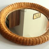 Round rattan (frame) wall mirror - Vintage