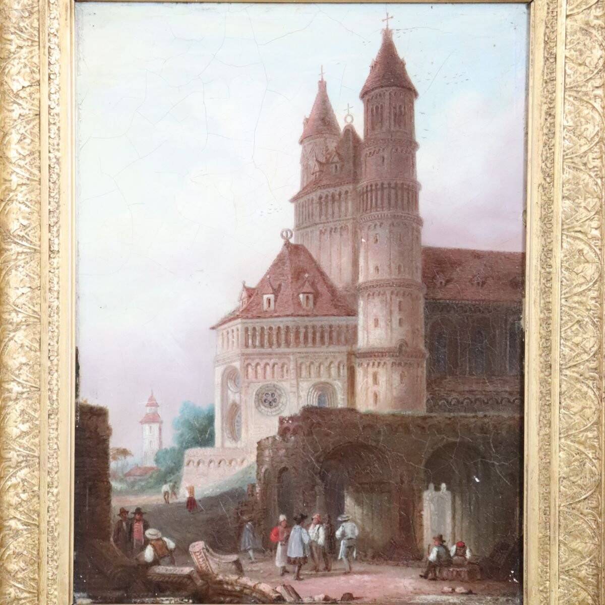 Worms Cathedral, Oil On Panel, 19th Century