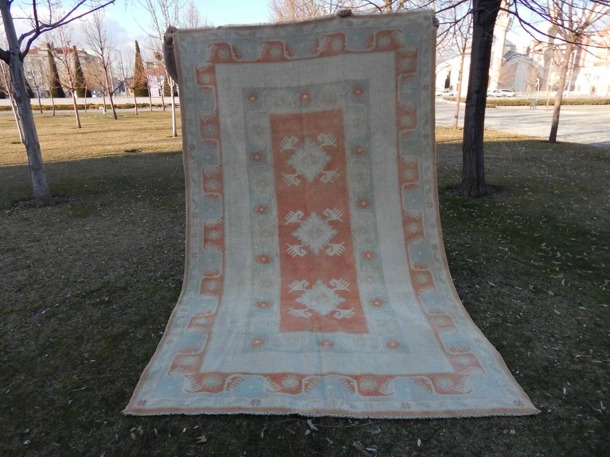 Vintage Turkish Oushak rug 195x312 cm