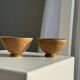 Set of 3 vintage mini bowls on foot, stoneware on pedestal H9 D10.