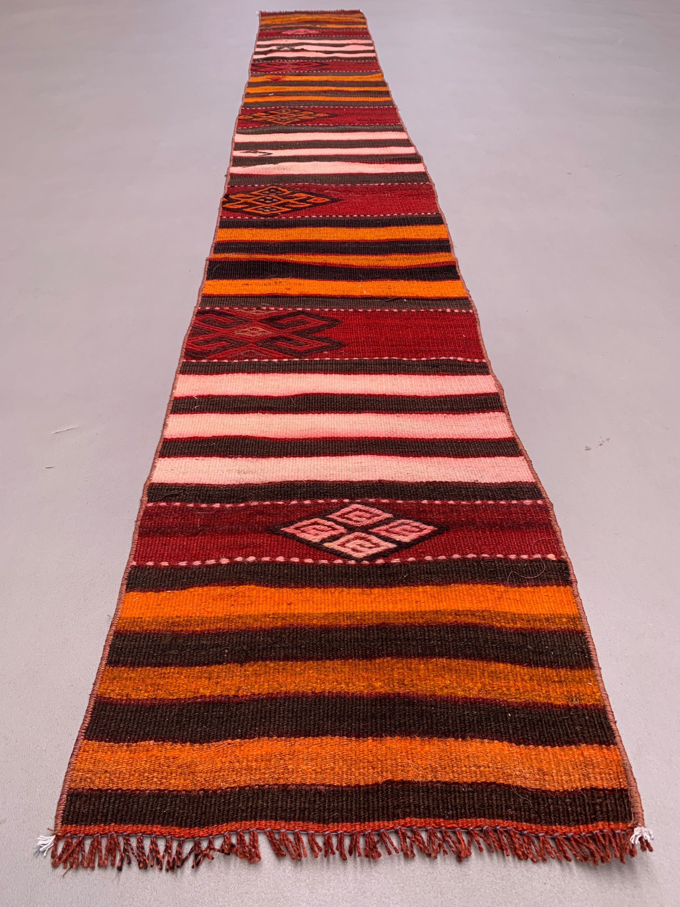 Old Turkish narrow Kilim Runner 362x45 cm shabby chic, vintage kelim