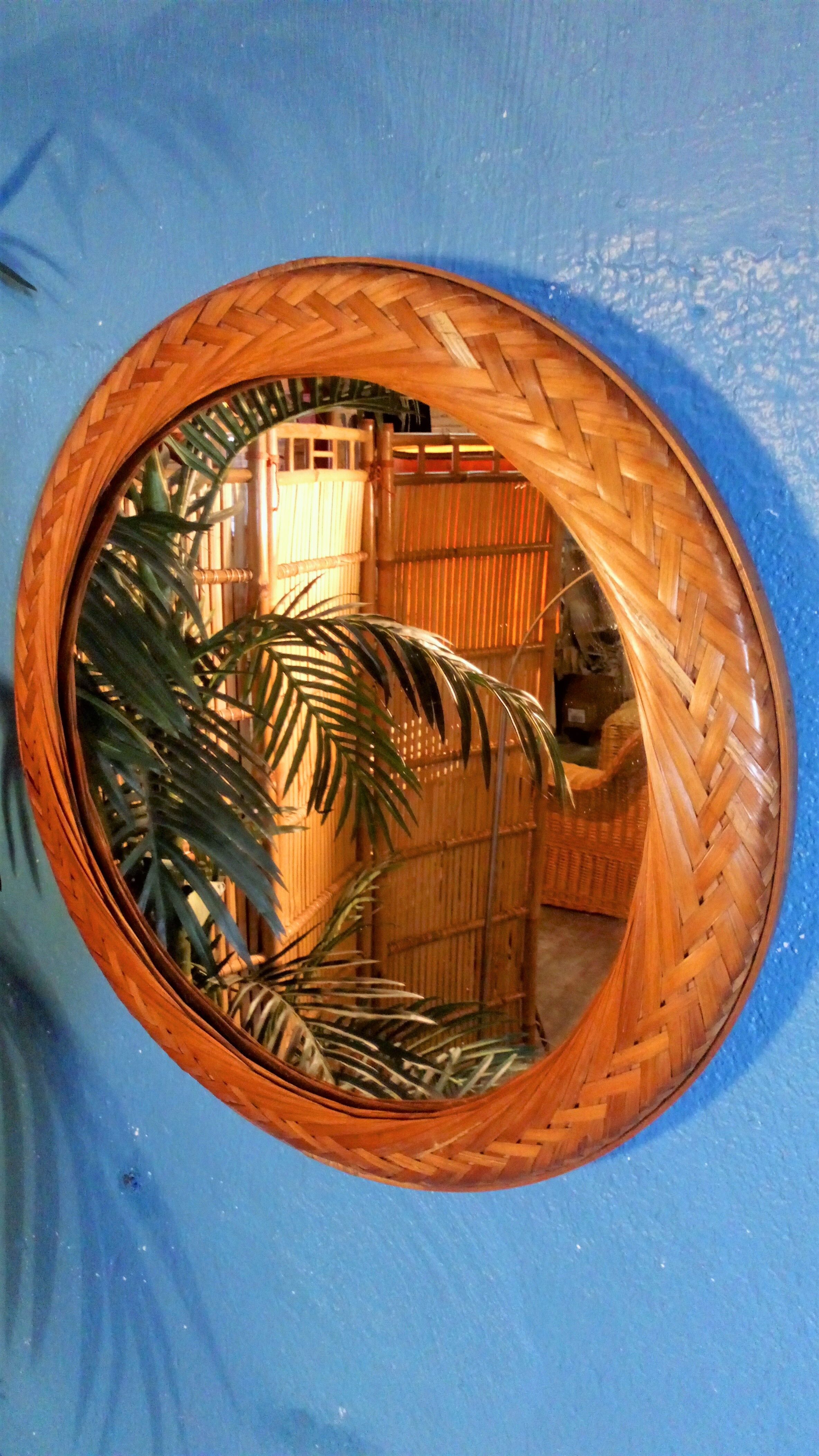 Wicker wall mirror 1960s