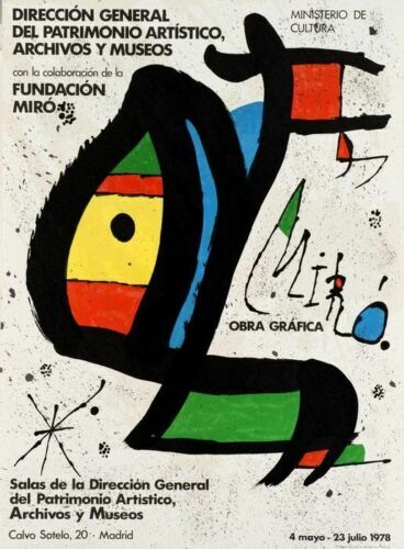 Affiche lithographique Joan Miro Miro Obra Grafica Madrid, 1978.