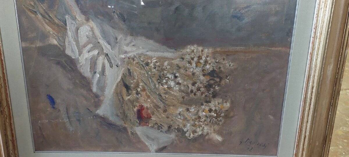 Giuseppe manfredi (1934 - 1987) oil painting still life flowers 70 x