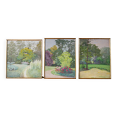 triptych of Vichy Parks paintings signed 1948-1962