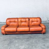 Mid-Century Modern Italian Leather 3-Seater Sofa, 1970s