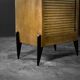 Vintage Industrial Danish Roller Shutter Brown Oak Cabinet with Drawers
