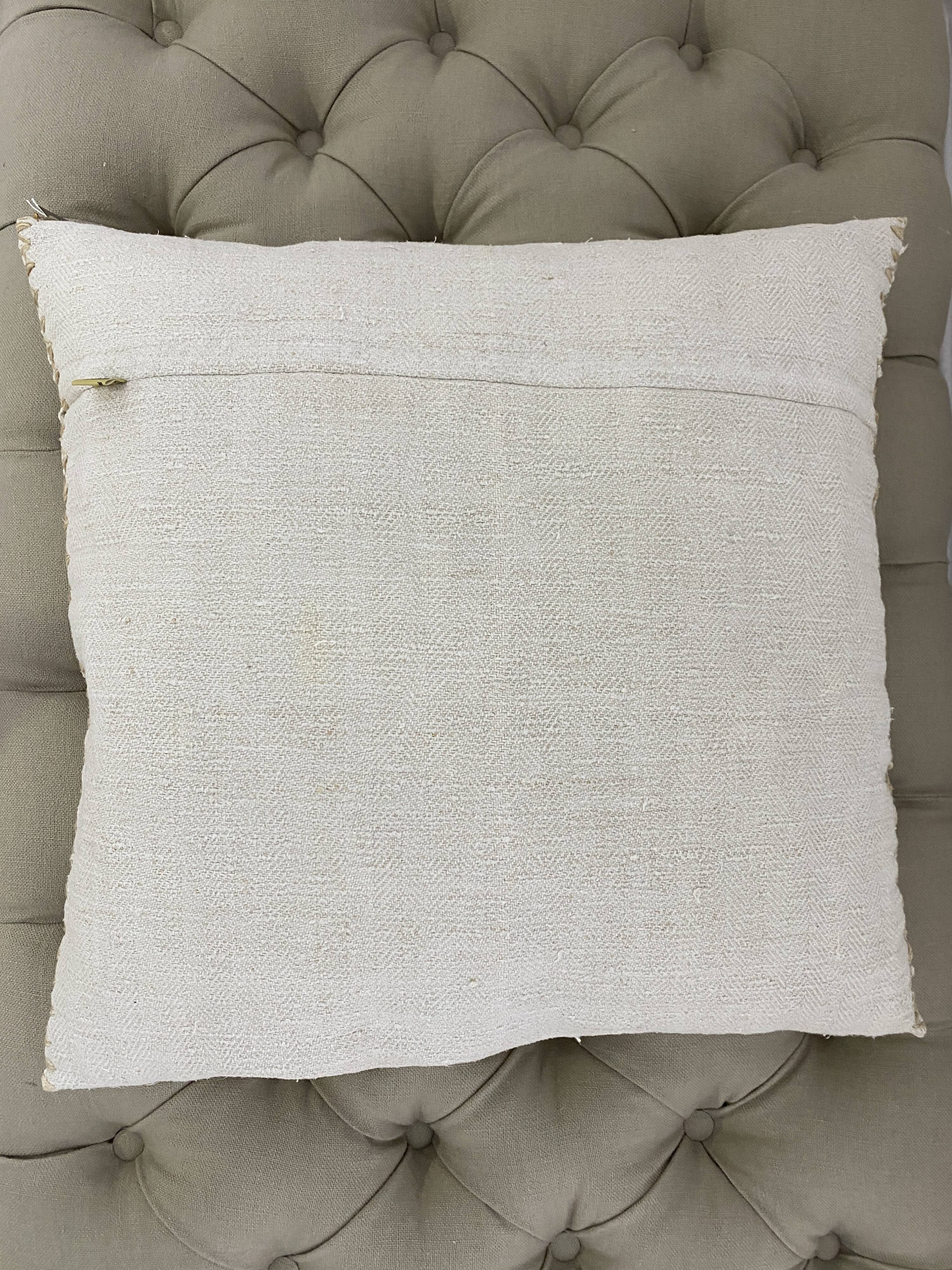 Kilim style cushion with hand embroidery