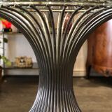 Table à manger 1970 design chrome verre rare