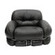 Italian Pair Of Armchairs by Adriano Piazzesi Okay Black Leather and Steel