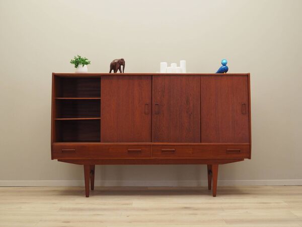 Buffet haut en teck, design danois, années 1960, fabrication : Westergaards Møbelfabrik