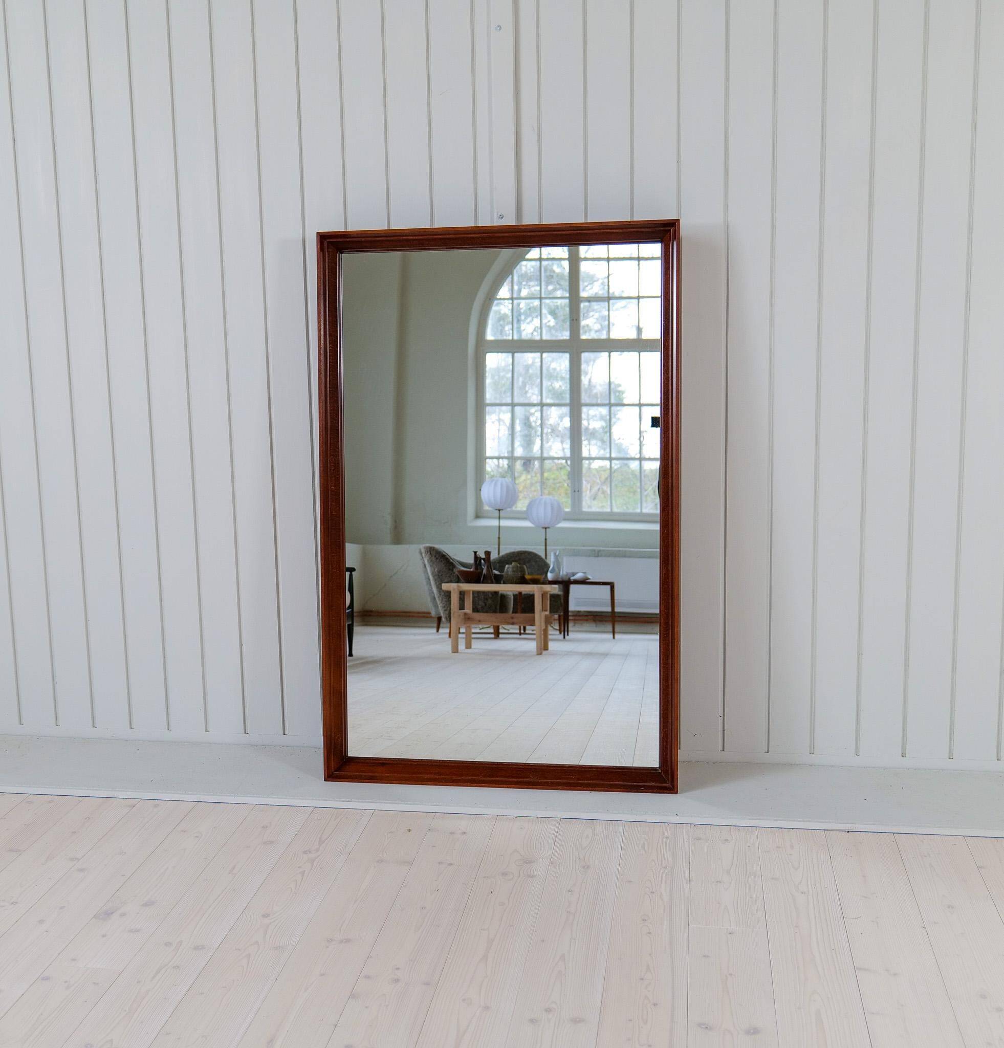 Mid-century modern walnut mirror, Sweden, 1960s