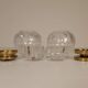 Pair of solid clear crystal candlesticks in modern Scandinavian style Orrefors Sweden