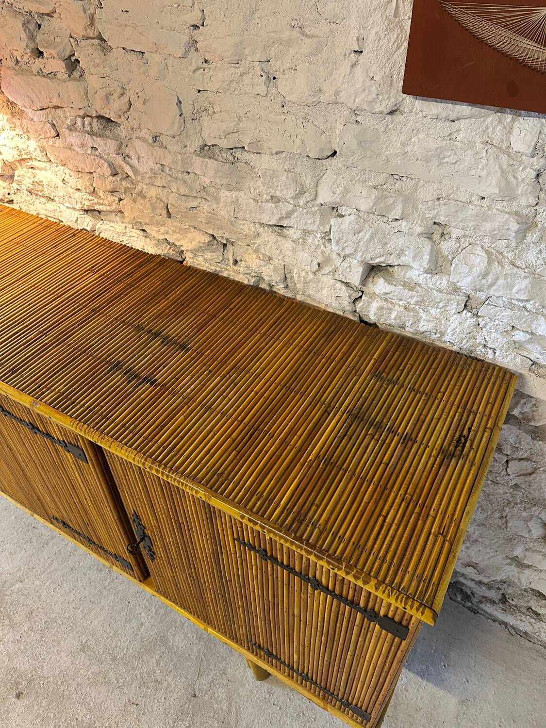 Bamboo and metal enfilade in the Audoux Minet style, 1950s.