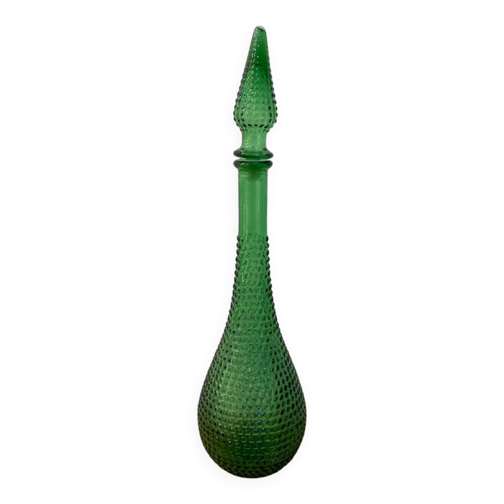 Green Empoli carafe - Diamond point glass - 1960s