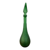 Carafe verte Empoli - Verre pointes diamant - Années 60