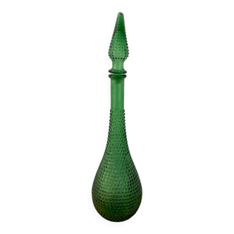 Green Empoli carafe - Diamond point glass - 1960s