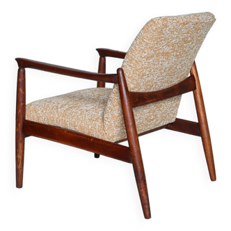 Vintage wood armchair modern design chair by E. Homa Boho style armchair living room Danish chair Mid century modern wood armchair