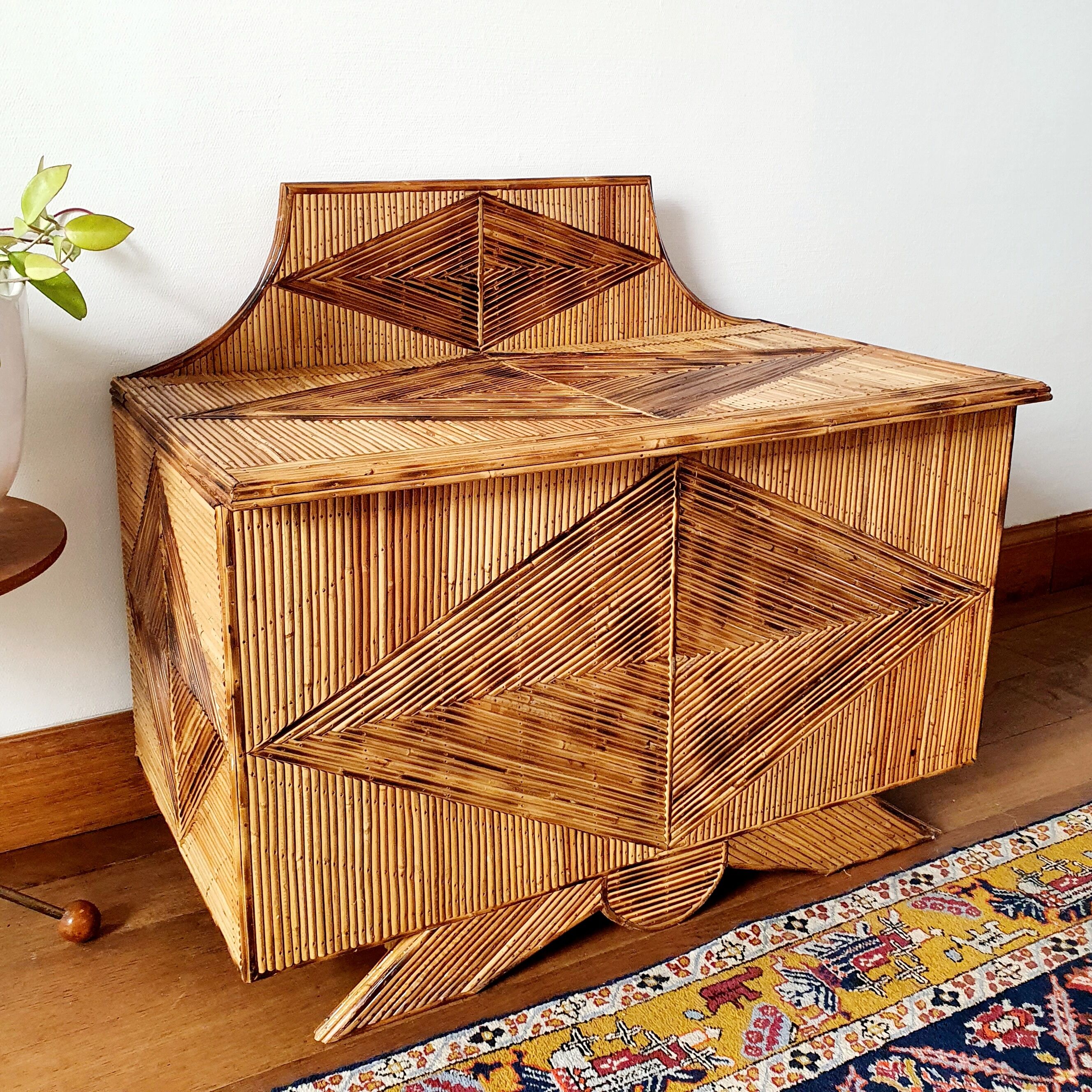 Rattan marquetry chest