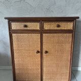 Rattan and solid wood sideboard