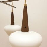 Scandinavian metal and opaline glass pendant lamp, 1950