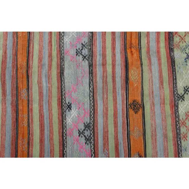 1970s Vintage Turkish Oushak Handmade Wool Cotton Beige Runner Rug  177x353